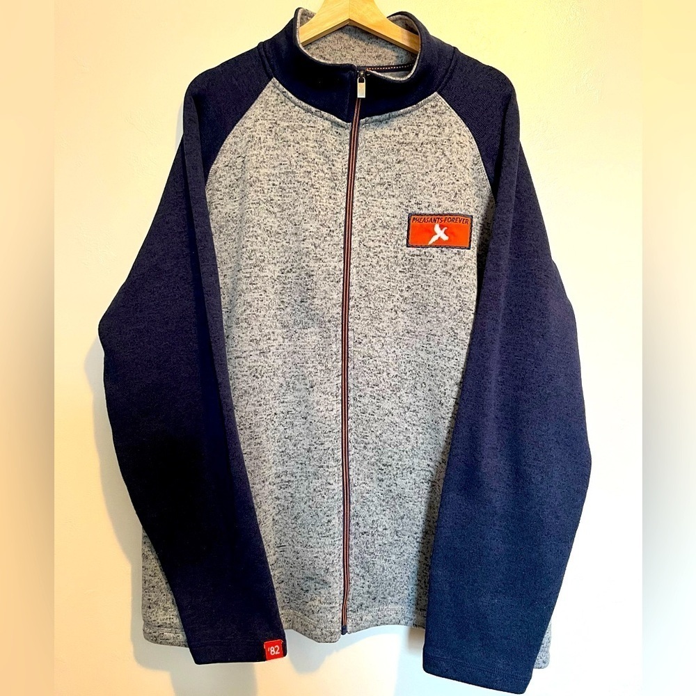 Pheasants Forever Gray and Navy Full-Zip Jacket